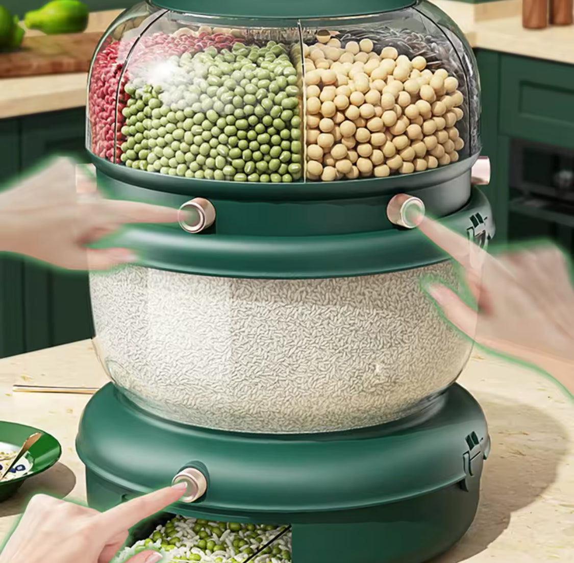 9KG Rotating Sealed Storage Box, Separated Sealed Rice Dispenser, Kitchen Accessories 9KG Rotating Sealed Storage Box, Separated Sealed Rice Dispenser, Kitchen Accessories